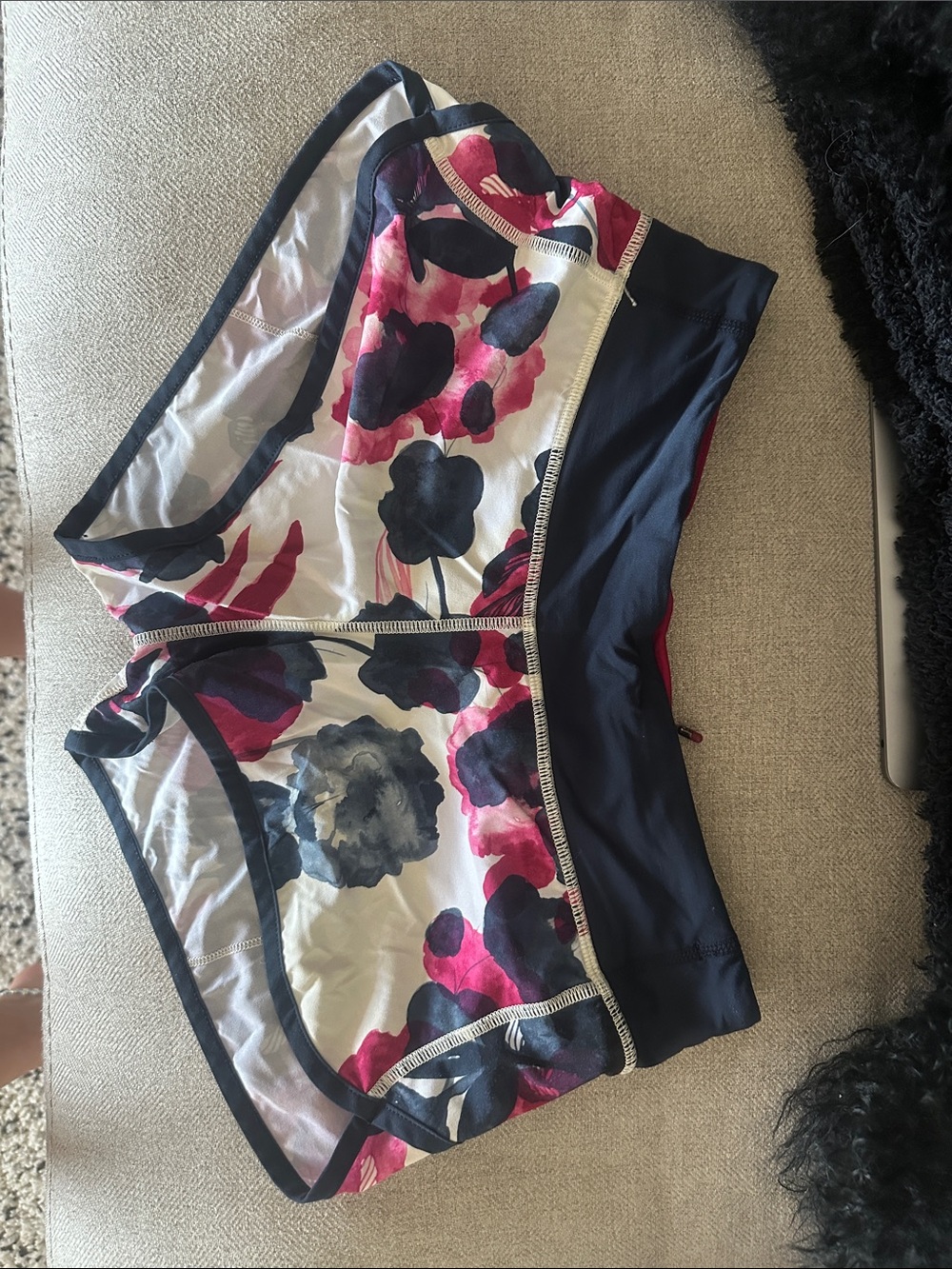 lululemon athletica Floral Print Athletic Shorts in Pink and Navy